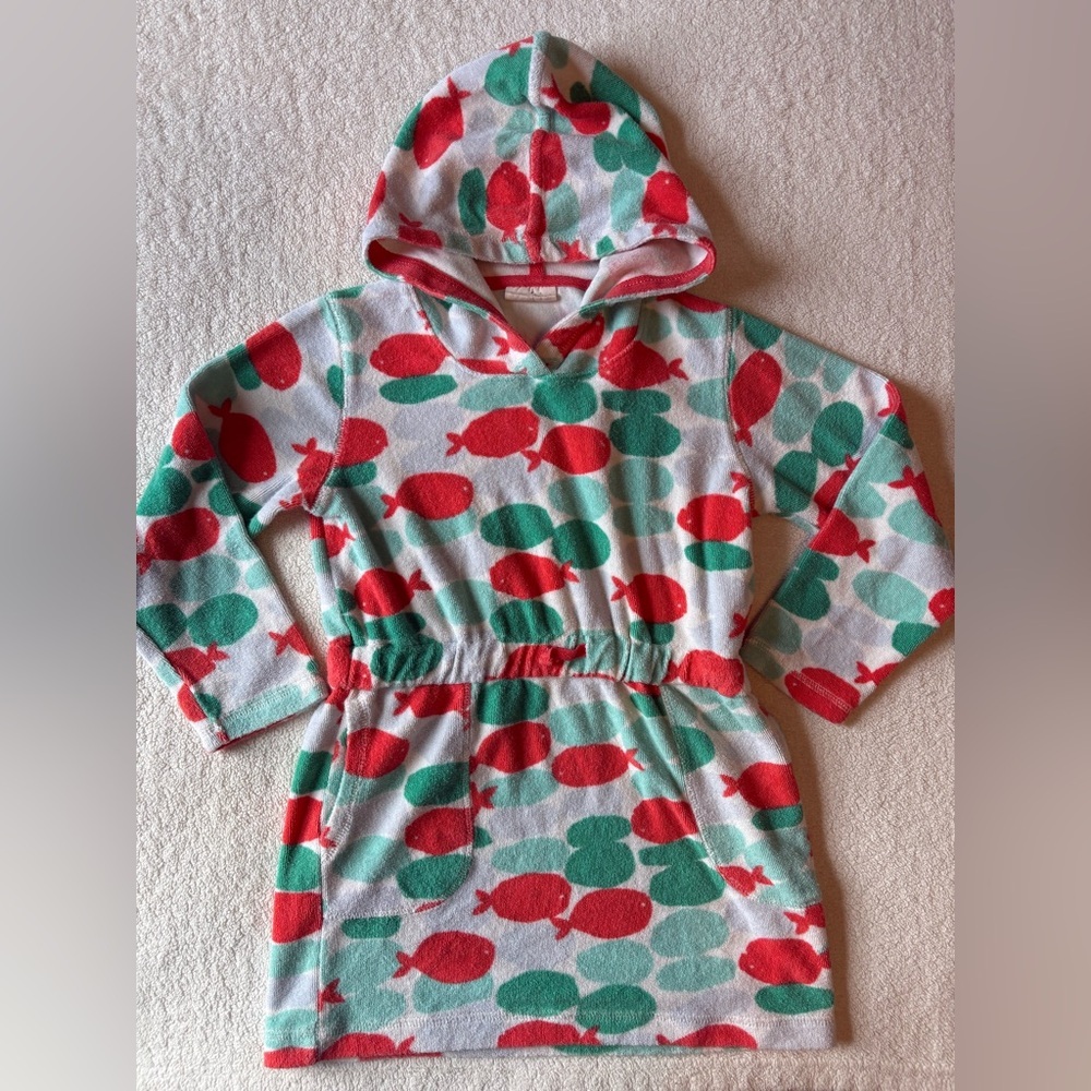 Mini Boden Terrycloth Swim Cover-Up. Fish Pattern, size 5-6